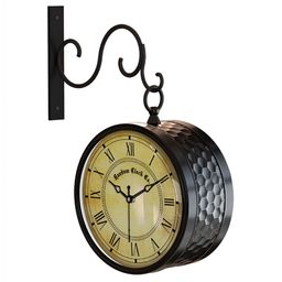 RANDOM Black & Yellow Textured Vintage Metal Round Wall Clock-image-67
