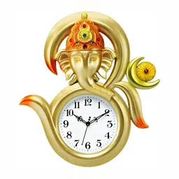 Attractionz Gold-Toned Round Textured Analogue Contemporary Wall Clock-1
