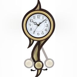 Attractionz Gold-Toned & Brown  Round Textured Pendulum Analogue Contemporary Wall Clock-17