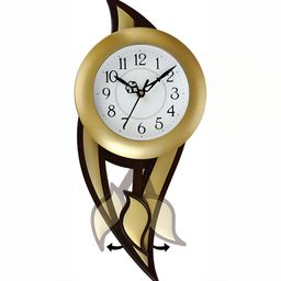 Attractionz Gold-Toned Round Pendulum Analogue Wall Clock-image-88