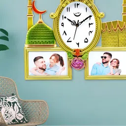 Attractionz GoldToned and White Oval Textured Analogue Contemporary Wall Clock-image-12