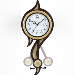 Attractionz Gold-Toned & Brown Round Pendulum Analogue Wall Clock-17