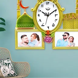 Attractionz Gold-Toned & White Oval Textured Contemporary Wall Clock-image-84