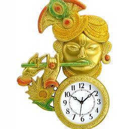 Attractionz Gold-Toned Round Textured Analogue Contemporary Wall Clock-4