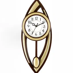 Attractionz Gold-Toned Round Contemporary Pendulum Wall Clock-image-42