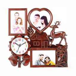 Attractionz Brown & Beige Textured Abstract Shaped Analogue Contemporary Wall Clock-94