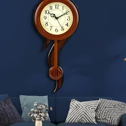 Attractionz Brown & Beige Textured Round Shaped Contemporary Wall Clock-image-81