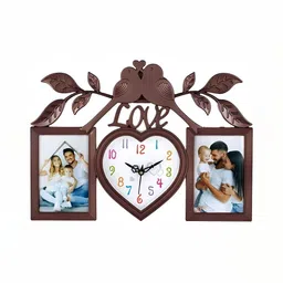 Attractionz Brown & White Textured Contemporary Heart Shaped Wall Clock-image-90