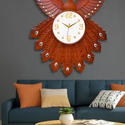 Attractionz Brown & White Textured Contemporary Round Shaped Wall Clock-picture-54