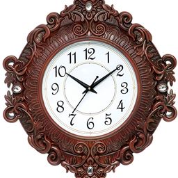 Attractionz Brown & Beige Round Shaped Contemporary Analogue Wall Clock-image-54