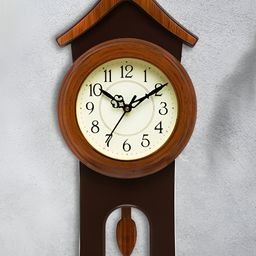 Attractionz Brown & Beige Analogue Contemporary Round Wall Clock-image-22