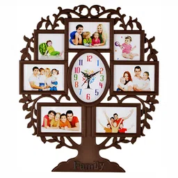 Attractionz Brown & White Oval Textured Analogue Contemporary Wall Clock-31