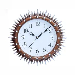 Sigaram Brown Round Textured Wall Clock-picture-21