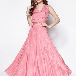 Sera Pink & Gold-Toned Printed Ready to Wear Lehenga & Blouse-image-74