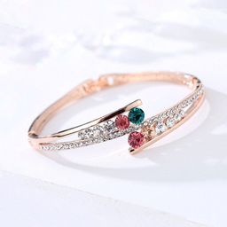 Yellow Chimes Women Rose Gold-Plated & White Cubic Zirconia Bangle-Style Bracelet-image-72
