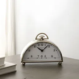 Decor de Maison Silver-Toned Traditional Table Clock-25