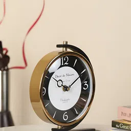 Decor de Maison Black & Brown Round Contemporary Table Clock-image-38
