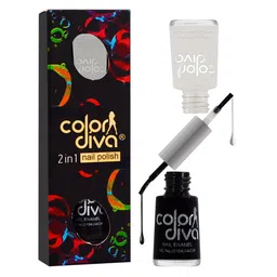 Adbeni Color Diva Dual 2-In-1 Long Lasting Nail Enamel 11 ml each - Black 02 & Top Coat 03-15