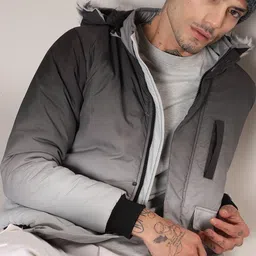 Campus Sutra Black Colourblocked Hooded Windcheater Puffer Jacket-picture-29