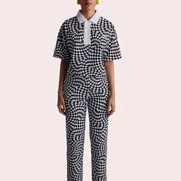 Muvazo Geometric Printed Cotton Straight Fit Trousers-image-66
