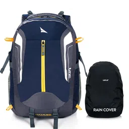 LUNAR'S Unisex Grey & Blue Colourblocked Embroidered Backpack-17