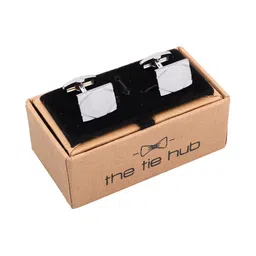 The Tie Hub Square Rhodium-Plated Brass Cufflink-18