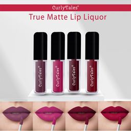 CurlyTales Set Of 4 Lightweight & Waterproof True Matte Liquid Lipsticks - 01, 12, 13, 14-13
