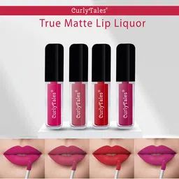 CurlyTales Set Of 4 Lightweight & Waterproof True Matte Liquid Lipstick - 05, 10, 11, 12-21