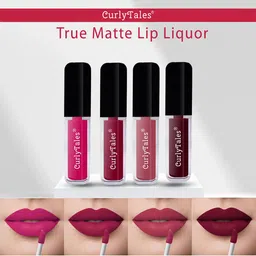 CurlyTales Set Of 4 Lightweight & Waterproof True Matte Liquid Lipstick 16ml - 05+07+08+13-69