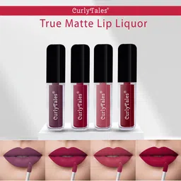 CurlyTales Set Of 4 Lightweight & Waterproof True Matte Liquid Lipsticks - 01, 07, 08, 14-16