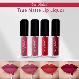 CurlyTales Set Of 4 Lightweight & Waterproof True Matte Liquid Lipstick 16ml - 02+10+11+14-4