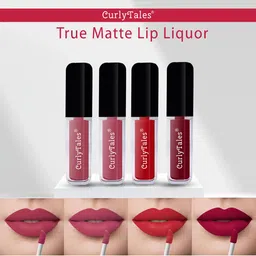 CurlyTales Set Of 4 Lightweight & Waterproof True Matte Liquid Lipstick 16ml - 08+10+11+14-18