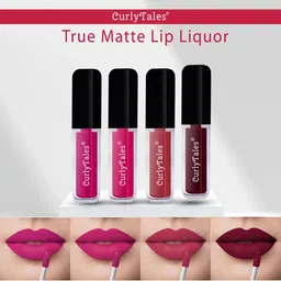 CurlyTales Set Of 4 Lightweight & Waterproof True Matte Liquid Lipsticks - 04, 05, 06, 13-62