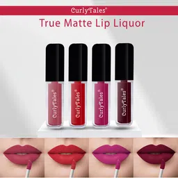 CurlyTales Set Of 4 Lightweight & Waterproof True Matte Liquid Lipstick 16ml - 08+11+12+13-image-28