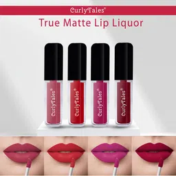 CurlyTales Set Of 4 Lightweight & Waterproof True Matte Liquid Lipstick - 10, 11, 12, 14-13
