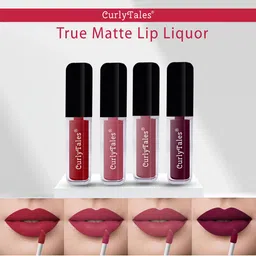 CurlyTales Set Of 4 Lightweight & Waterproof True Matte Liquid Lipstick - 03+08+09+15-34