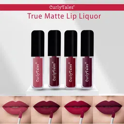 CurlyTales Set Of 4 Lightweight & Waterproof True Matte Liquid Lipsticks - 10, 13, 14, 15-45