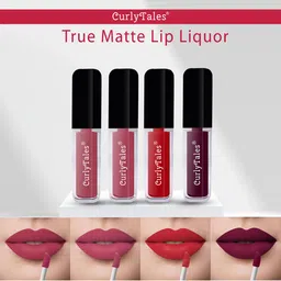 CurlyTales Set Of 4 Lightweight & Waterproof True Matte Liquid Lipstick 16ml - 08+10+11+15-image-30