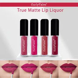 CurlyTales Set Of 4 Lightweight & Waterproof True Matte Liquid Lipsticks - 02, 05, 06, 07-12