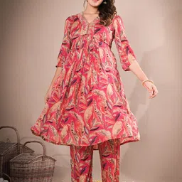 Advya Printed A-Line pleates and handwork Co-ord Set-image-59