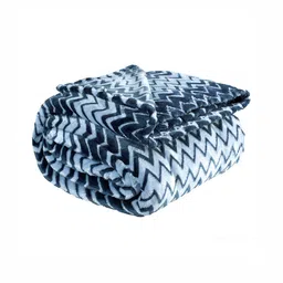 bsb home Blue & Navy Blue Geometric Fleece AC Room 300 GSM Single Bed Blanket-45