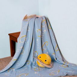 MiArcus Kids Blue & Yellow Constellation Summer 350 GSM Single Bed Blanket-image-29