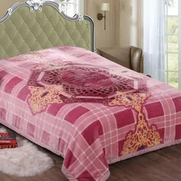 Signature The Club Collection Pink Checked Heavy Winter Double Bed Blanket-image-78