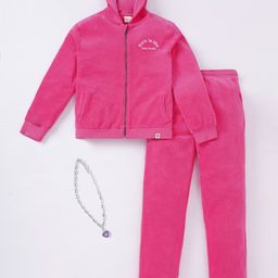 edheads Girls Pink Solid Pure Cotton Hooded Clothing Set-image-50
