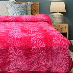 RF RELAXFEEL Pink Floral Heavy Winter 500 GSM Single Bed Blanket-image-92