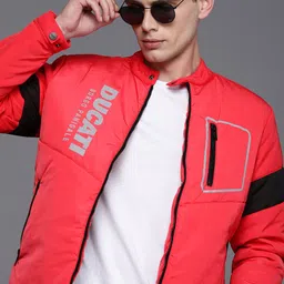 Ducati Men Red Brand Logo Padded Jacket-51
