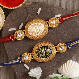 eCraftIndia Pack of 2 Multicoloured Rakhi with Roli Chawal Set-image-38