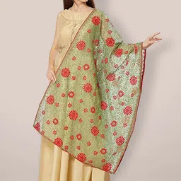 Dupatta Bazaar Embroidered Organza Dupatta with Thread Work-14