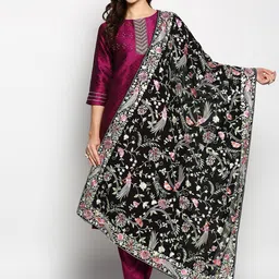 Dupatta Bazaar Black & Pink Embroidered Dupatta with Thread Work-5