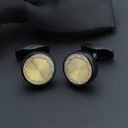 Kavove Men Gold-Toned & Black Circular Cufflink-image-24